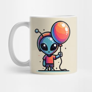 Alien Hold a Red Balloon Mug
